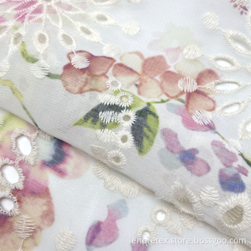 100% Polyester Woven Floral Print Chiffon Embroidery Fabric